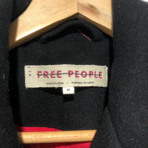 Free People Manteau Cecelia Peacoat Button Front Buckle Detail Black M $348 - Picture 14 of 16